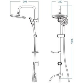 Resim Duxxa Bolero 400 Krom Tepe Duş Sistemi, Robot Duş Seti Krom 