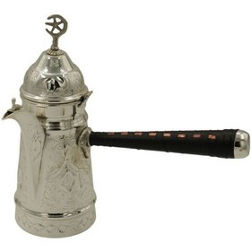 Resim Gümüş Kaplama Nakışlı Bakır Mırra Cezve 24 Cm 