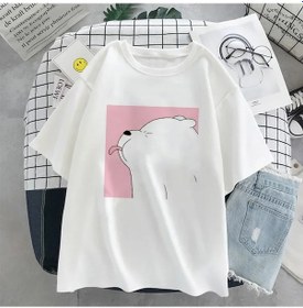 Resim Snapbuy Kadın T-shirt Kawaii Ayı Baskı Kısa Kollu Spor Tişört Y2k Harajuku Yaz Üstblack Black 