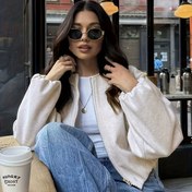 Resim Kadınlar İçin Oversize Beyaz Bomber Ceket - Bej Yaka & Fermuarlı Ön, Yuvarlak Boyunlu Kışlık Mont Cepli, Sonbahar/Kış İçin Günlük Pilot Jaketi, Çamaşırda Elde Yıkanabilir Dış Giyim (Hayır) - Kot Pantolon ve Elbiselerle Uyumlu, Kadınlar İçin Kışlık Giysiler, Kadınlar İçin Ceketler, Kadınlar İçin Ceketl Kadınlar İçin Kışlık Giyim, Kadınlar İçin Montlar, Kadınlar için kışlık ceket, Kadınlar İçin Kışlık Elbiseler, Kadınlar İçin Ceketler, Kadınlar İçin Ceketl 