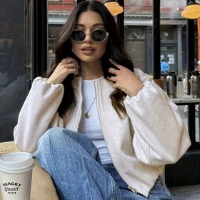 Resim Kadınlar İçin Oversize Beyaz Bomber Ceket - Bej Yaka & Fermuarlı Ön, Yuvarlak Boyunlu Kışlık Mont Cepli, Sonbahar/Kış İçin Günlük Pilot Jaketi, Çamaşırda Elde Yıkanabilir Dış Giyim (Hayır) - Kot Pantolon ve Elbiselerle Uyumlu, Kadınlar İçin Kışlık Giysiler, Kadınlar İçin Ceketler, Kadınlar İçin Ceketl Kadınlar İçin Kışlık Giyim, Kadınlar İçin Montlar, Kadınlar için kışlık ceket, Kadınlar İçin Kışlık Elbiseler, Kadınlar İçin Ceketler, Kadınlar İçin Ceketl 