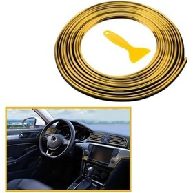 Resim Techmaster Trim Fitilli Yeni Araç İçi İp Şerit Balık Sırtı Nikelajlı 5 Metre Altın/Dore 