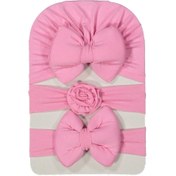 Resim Malkoç bebe Kız Bebek Fiyonklu Bone Bandana 3lü Set 