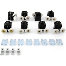 Resim Duşakabin Tekerleği Rulman Tekeri Seti Metal 8'Li Siyah 