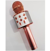 Resim naque Karaoke Mikrofonlu Hoparlör Aux Usb Ve Sd Kart Girişli Bluetooth Rose Gold 