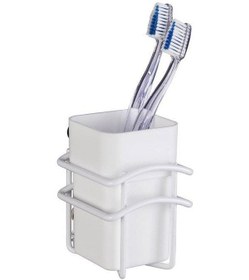 Resim Saban Classic Plus Diş Fırçalık Beyaz Plastik Hazne , Paslanmaz Çelik Gövde 8 X 11 X 10 Cm Beyaz 