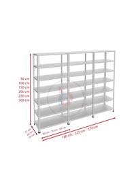 Resim Raf Burada 7 Katlı 3'lü Galvaniz Çelik Raf - Depo, Arşiv, Kiler, Dosya, Market Rafı-43x75 cm-300 cm-0.70 mm 
