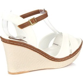 Resim Fox Shoes Beyaz Kadın Dolgu Topuklu Ayakkabı 9674040209 