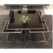 Resim Onurdesign Kante Metal Crom Kaplama Siyah Cam Orta Sehpa 4+1 