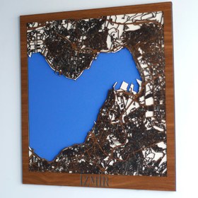 Resim Çok Katmanlı İzmir Şehir Haritası - 45x45 cm 