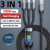 Resim BINBOOM 3'ü 1 arada Hızlı Şarj Kablosu, Evrensel Çoklu Şarj Kablosu Adaptör Ile Lightning/Type C/Micro USB Bağlantı Noktaları, for iPhone, for Samsung for galaxy Ultra, Akıllı Telefonlar ve Daha Fazla Cihazlar İçin Uygundur, Araba Şarjı İçin Dayanıklı ve İdeal. 