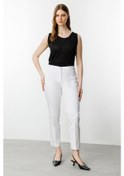 Resim Ekol Kadın Büyük Beden Beli Lastikli Cepsiz Pantolon 2028 Ekru Ekru 