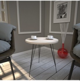 Resim Sandalf Yan Sehpa & Metak Ayaklı Servis Sehpası Açık Meşe 