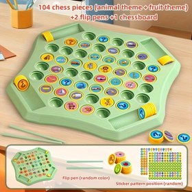 Resim 104 Parça Hayvan + Meyve Çevirme Eşleştirme Oyunu - Dört Oyunculu, Renkli Taşlarla Mantık ve Strateji Gelişimi ile Odaklanma Eğitimi İçin İdeal Genç Yetişkinler İçin 