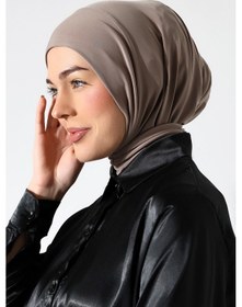 Resim Kadın Çıtçıtlı Bağlamalı Tesettür Hazır Pratik Şal Vizon 