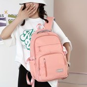 Resim Büyük Kapasiteli Öğrenci Okul Çantası Yüksek Kaliteli Düz Renk Rahat Sırt Çantası Çok Bölümlü Seyahat Çantası Trendy Rahat Sırt Çantası Moda Günlük İşe Giderken Sırt Çantası 