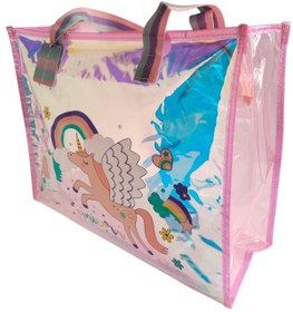 Resim Dream Vest Şeffaf Hologramlı Unicorn Plaj Omuz Çantası 