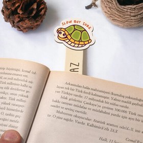 Resim Sevimli Kaplumbağa İsimli Ahşap Kitap Okuma Ayracı 