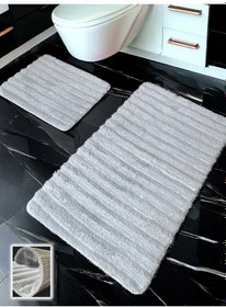 Resim Shalta Açık Gri 2li Banyo Paspası 60x100 50x60 Cm Açık Gri 