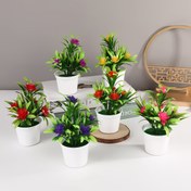Resim 6 Paket Mini Yapay Saksı Bitkileri, Çeşitli Renklerde Bonsai Yeşillik, Plastik Sahte Bonsai Ev Ofis Çiftliği Banyo Raf Dekoru, Çeşitli Oda Türleri İçin Uygun, Noel, Cadılar Bayramı, Paskalya, Hanuka, Şükran Günü, Sevgililer Günü İçin İdeal - Elektriksiz Masaüstü Dekoru 