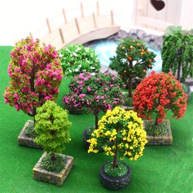 Resim Dollhouse Miniature Bahçe Simülasyon Çiçek Ağaçları - Canlı Manzara Aksesuarları Mikro Sahnelere, Hobiçiler ve Koleksiyoncular için İdeal, DIY Ev Sahne Projeleri | Gerçekçi Mini Ağaçlar | Dayanıklı Plastik Taban 