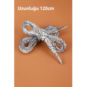 Resim LookBuyTake Gece Parlayan Siyah Beyaz Desenli Fosforlu Ayakkabı Bağcığı - 120 cm 