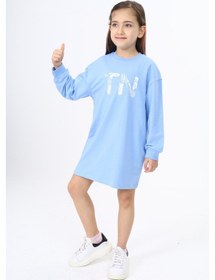 Resim Toontoy Kız Çocuk Tn Baskılı Elbise Mavi 