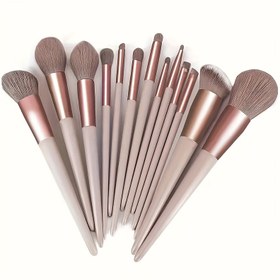 Resim 13 Parça/8 Parça Makyaj Fırçası Seti - Yumuşak Sentetik Lif, ABS Plastik Saplı, Naylon Kıllar, Allık, Fondöten, Göz Farı, Kaş ve Dudak Fırçaları Dahil - Başlangıç Seviyesi ve Profesyoneller İçin İdeal, Seyahat Dostu 