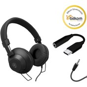 Resim Hypergear V50 Type-C ve 3.5mm Jack Girişli Mikrofonlu Kablolu Kulaküstü Kulaklık Siyah 