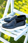 Resim Deery Hakiki Deri Mavi Comfort Erkek Loafer 