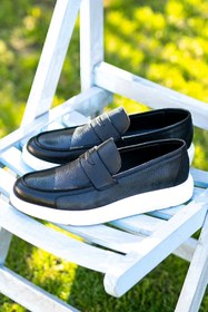 Resim Deery Hakiki Deri Mavi Comfort Erkek Loafer 