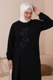 Resim Kadin Buyuk Beden Alt-Üst Takım Cepli ve Taş İşlemeli - Mürdüm / 52 
