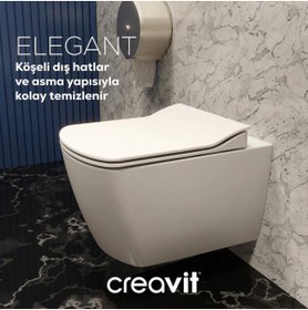 Resim Creavit Elegant Kanalsız Asma Klozet Eg321 , Elegant Yavaş Kapanan Kapak 