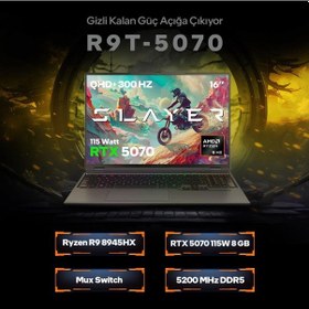 Resim Game Garaj Slayer R9T-5070 C1 R9-8945HX 32 GB 1 TB SSD RTX5070 16" Dos Dizüstü Bilgisayar 