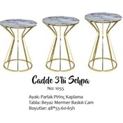 Resim Brc Cadde Zigon Beyaz Mermer Model Metal Çelik Gold Renk Kaplama 