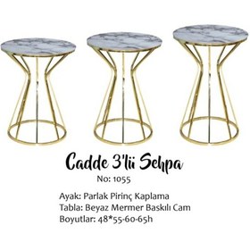 Resim Brc Cadde Zigon Beyaz Mermer Model Metal Çelik Gold Renk Kaplama 