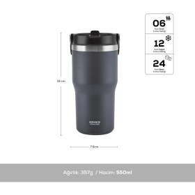 Resim Karaca Star Ice Çelik Sızdırmaz Termos Gri 550 ml 