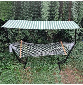 Resim Gölgelikli Profil Hamak Demiri Yeşil Beyaz Siyah 