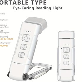 Resim 3 Modlu USB Şarj Edilebilir Göz Bakımı Okuma Lambası, Otomatik Kapanma Zamanlayıcı, 5 Parlaklık Seviyesi ve 8-80 Saat Uzun Ömürlü Pil - Taşınabilir Mini LED Kitap Lambası, Okuma, Seyahat, Ofis, Çalışma, Masa Lambası, Modern Tasarım, Dayanıklı Yapı 