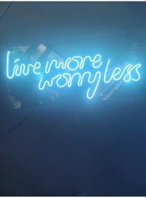 Resim Live More Worry Less Neon Şekiller Işaret Neon Led Dekoratif Duvar Aydınlatması Neon Duvar Yazısı Turkuaz, liveneon 