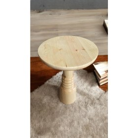 Resim Wood Wooden Ahşap Tekli Boğumlu Mantar Yan Sehpa Modern Naturel Renk Fiskos 