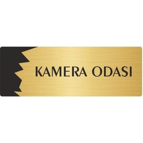Resim Özarslan Dizayn Metal Departman Kapı İsimliği, Yönlendirme levhası Kamera Odası 10X20 Cm Altın Renk 