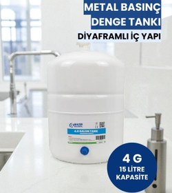 Resim Water Global 4 Galon (15 Litre) Metal Basınç Denge Tankı - Tüm Su Arıtma Cihazlarıyla Uyumlu (Üreticiden) 