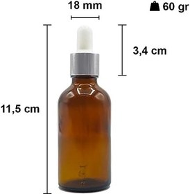 Resim Afracam Amber 50 ml Metal Gümüş Sızdırmaz Kapaklı Dropper Damlalık Cam Şişe 30 Adet 