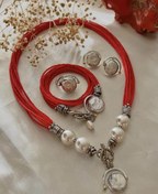 Resim Doğaltaş Gümüş Kök Mercan İnci Set 