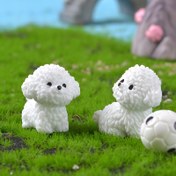 Resim Beş Sevimli Beyaz Su Samuru Köpek Mikro Peyzaj Saksı Bahçe Süsleri, Araba Merkezi Konsol Dekorasyonu DIY Aksesuarları Model Montaj Hayvanlar 