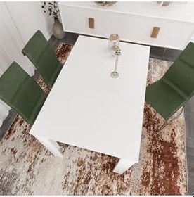 Resim Pasific Home Single Mutfak Yemek Masası, 120X80 Cm, Dikdörtgen, Parlak Beyaz 