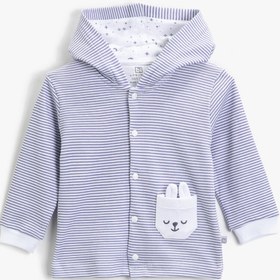 Resim Erkek Bebek Kapüşonlu Yelek Çizgili Pamuklu Bibaby 