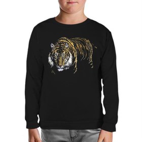 Resim Kaplan Siyah Çocuk Sweatshirt 