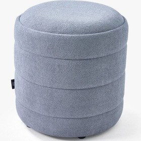 Resim Lüks Cnc Çizgili Yuvarlak Puf Makyaj Masası Pufu Dekoratif Ayak Uzatma Buz Mavisi Model Buz Mavisi 
